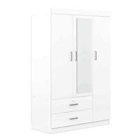 3-Door Mirror Wardrobe With Shelves by Latitude Run
