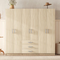 6-Doors Wooden Wardrobe Storage For Bedroom, With Big Drawers by Hokku Designs