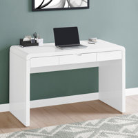 Computer Desk, Home Office, Laptop, Storage Drawers, 48"L, Work, Glossy Laminate, Contemporary, Modern by Latitude Run