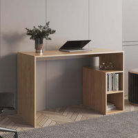Solid 47" Wide Four Shelves Writting Desk, Home Office, Living Room, Gamer Desk Natural Oak by George Oliver
