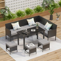 7-Piece Comfort Outdoor Set for Small Areas - Breathable Cushions & All-Weather Rattan by Latitude Run