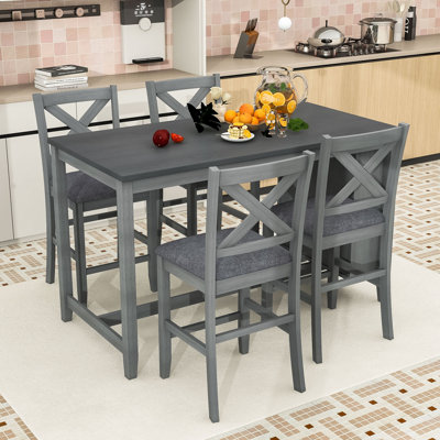 5-Piece Counter Height Dining Table Set with Table and 4 Upholstered Chairs by Gracie Oaks