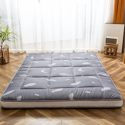 Extra Thick Futon Folding Roll Up Mattress, Padded Japanese Shikibuton Sleeping Pad, Foldable Camping Portable Bed Mattress Topper, Floor Lounger Gues by Bungalow Rose