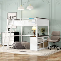 Queen Loft Bed With Built-In Desk And Charging Station by Harriet Bee