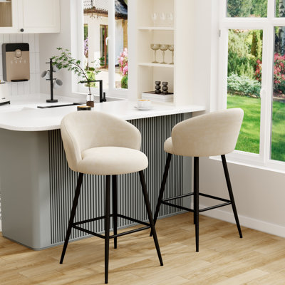 Upholstered Counter Stool With Metal Frame by 17 Stories