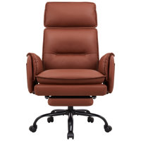 Big High Back Faux Leather Desk Chair Lumbar Support, Wide Seat Adjustable Headrest Reclining Managerial Computer Chairs For Heavy People by Inbox Zero