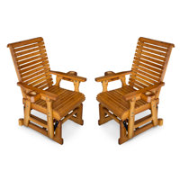 Wooden Patio Glider for One Person,Solid Fir Wood by Rosecliff Heights