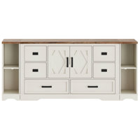 Glenford Modern Farmhouse 73.5" Wide Wood Barn Door Storage Cabinet With 6 Drawers And Open Storage Shelf by Winston Porter