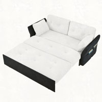 Convertible Pull Out Sofa Bed Queen Size, 3-in-1 Convertible Sleeper Couch with Thicked Cushions and Side Storage,Multi-Functional chenille Loveseat S by Hokku Designs