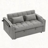 55.51 inch versatile foldable sofa bed in 3 lengths, modern sofa sofa sofa velvet pull-out bed, adjustable back and with USB port and ashtray and swiv by Hokku Designs