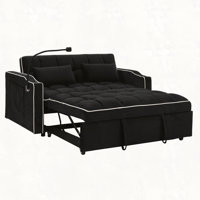 55.51 inch versatile foldable sofa bed in 3 lengths, modern sofa sofa sofa velvet pull-out bed, adjustable back and with USB port and ashtray and swiv by Hokku Designs
