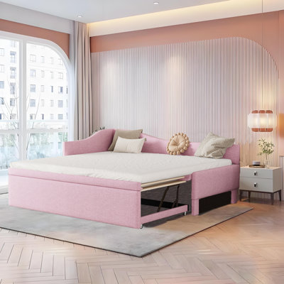 Twin Size Upholstered L-Shaped Upholstered Daybed With Pop Up Trundle by Red Barrel Studio