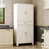 Large Metal Kitchen Pantry Cabinet With Adjustable Shelves - Freestanding Kitchen Storage Cabinet For Dining Room,Livingroom Bathroom, Hallway, Worksh