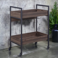 Jerrick Walnut & Black Finish Serving Cart by 17 Stories