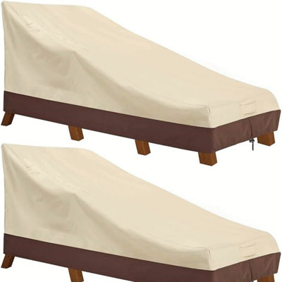 Waterproof Outdoor Furniture Cover With Sloped Design – 198 X 90 X 84/38 Cm, Heavy-Duty Polyester With PVC Coating, Beige