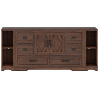 Laziza Modern Farmhouse 73.5" Wide Wood Barn Door Sideboard Buffet Cabinet With 6 Drawers And Open Sideboard Shelf by Gracie Oaks