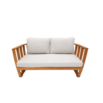 Acacia Wood Outdoor Loveseat With Cushions by Lark Manor