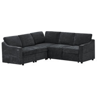 84" 5-Seats Modern Modular Sleeper Sofa With Adjustable Backrest, Chenille L-Shape Sectional Couch With Usb Charging & Pull Out Bed, Convertible Corne by Latitude Run