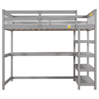 Loft Bed With Storage Shelves And Under-Bed Desk by Harriet Bee