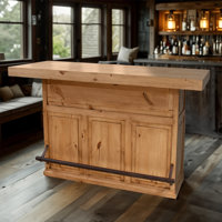 Solid Wood Bar with Iron Footrail