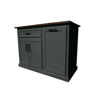 Modern 48" Solid Wood Kitchen Island with trash bin compartment and Drop Leaf by Winston Porter