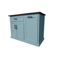Modern 48" Solid Wood Kitchen Island with trash bin compartment and Drop Leaf by Winston Porter