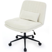 Criss Cross Home Office Desk Chair With Wheels, Wide Seat Armless Task Chair With Dual-Layer Seat Cushions And Lumbar Pillow by Ebern Designs