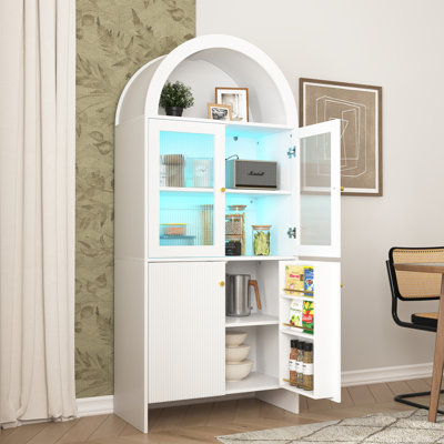 70"H Lighting China Cabinet, Mdf Dome Cabinet, Snack Storage With 4 Doors And 2 Adjustable Shelves by Ebern Designs