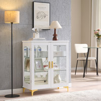 Cataleya Modern Buffet Display Curio Cabinet with Glass Doors and 3 Adjustable Shelves by Mercer41