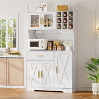 70.9" Kitchen Pantry with 5 Doors, Microwave Shelf by Union Rustic