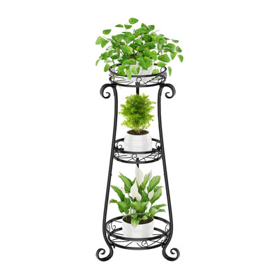 3 Tier Metal Plant Stand Indoor, 34 Inch Tall Corner Plant Stands by George Oliver