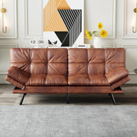 71" Faux Leather Futon Sofa Bed,Opoiar Lounge Memory Foam Sleeper Couch For Living Room,Convertible Modern Loveseat For Compact Living Spaces by George Oliver