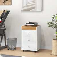 3 Drawer Home Office Storage Cabinet, Office Drawer On Wheels With Removable Tray, Under Desk Printer Stand With Storage (Cabinet) by Winston Porter