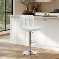 Height Adjustable PU Leather Bar Stool with Backrest and Footrest by Ebern Designs