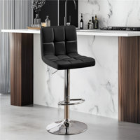 Height Adjustable PU Leather Bar Stool with Backrest and Footrest by Ebern Designs