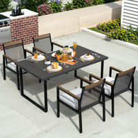 Patio Dining Set with Metal Dining Table and 4 Armrest Dining Chairs (Set of 5) by Latitude Run