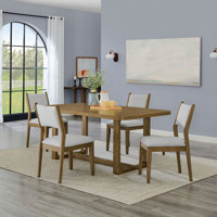 Colgan Dining Set, Trestle Dining Table With Stylish Chairs, Light Oak by Latitude Run