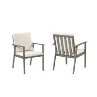 SeeHill Outdoor Patio Dining Chairs, 2 Pieces Outdoor Aluminum Dining Chairs with Thickened Cushions, Weatherproof Patio Dining Furniture Chairs Set f by Latitude Run