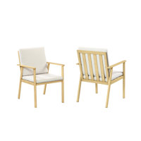 SeeHill Outdoor Patio Dining Chairs, 2 Pieces Outdoor Aluminum Dining Chairs with Thickened Cushions, Weatherproof Patio Dining Furniture Chairs Set f by Latitude Run
