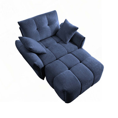Chenille Fabric Upholstered Chair with Ottoman by Red Barrel Studio