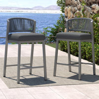 Patio Rope Outdoor Bar Stools With Footrest And Aluminum Frame by Latitude Run