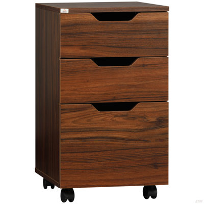 3 Drawer Office Storage Cabinet, Under Desk Cabinet With Wheels, Brown Wood Grain (Cabinet) by Fleur De Lis Living