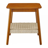 23" Mid-Century Side Table With Woven Shelf, Boho Side Table With Storage by Dakota Fields