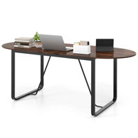 71 Inches Executive Table, Oval Home Office Table With Cable Management Hole by 17 Stories