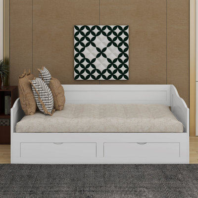Twin Size Wooden Daybed With Trundle Bed And 2 Storage Drawers,Extendable Daybed by Lark Manor