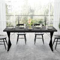 70.87" Farmhouse Rectangular Wood Dining Table, Rustic Kitchen Table With Extra Heavy Duty Metal Legs For Dining Room by Gracie Oaks