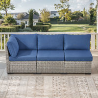 Clute Arnoltice 78.7" Wide Outdoor Wicker Rattan Deep Seating Patio Sofa With Single Arm And Cushions by Latitude Run