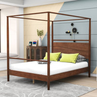 Wood Canopy Bed with Headboard by Gracie Oaks