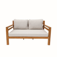 Oketa Acacia Wood Patio Loveseat With Cushions by Wrought Studio