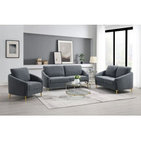 Modern Bouclé Fabric 3Pcs Sofa Set With Curved Silhouette And Plush Seating by Latitude Run